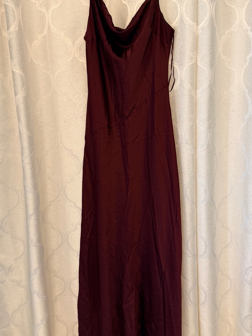 Beautiful long maroon color silk dress